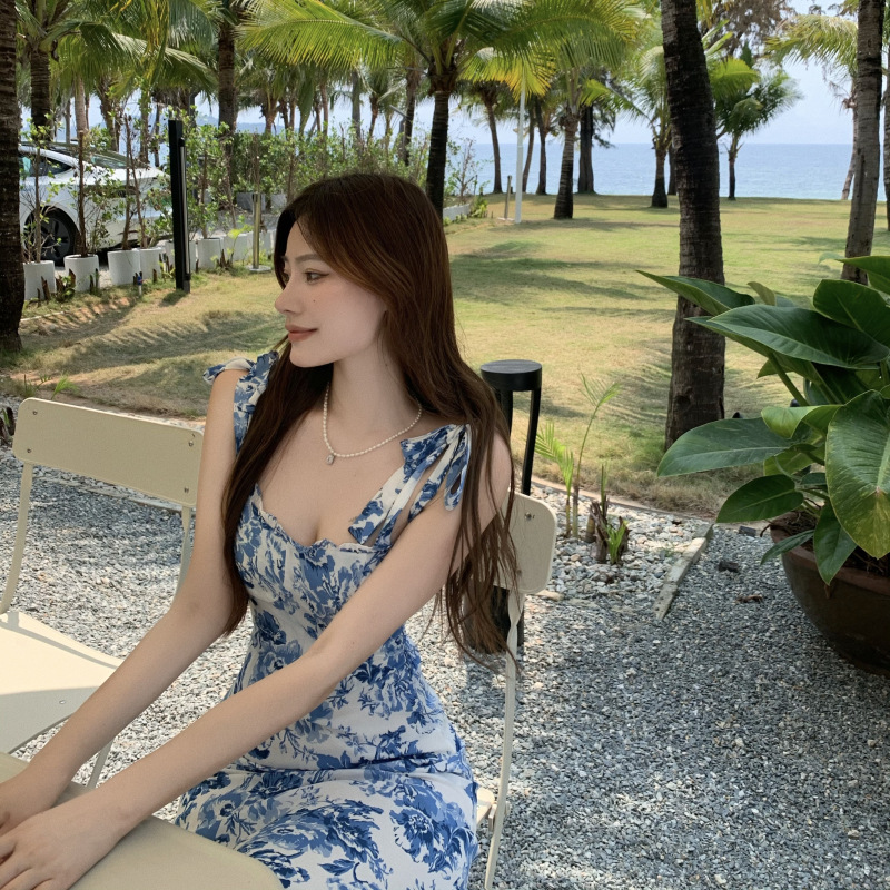 大人ワンピース ロング 優美な花柄レトロキャミソールワンピース