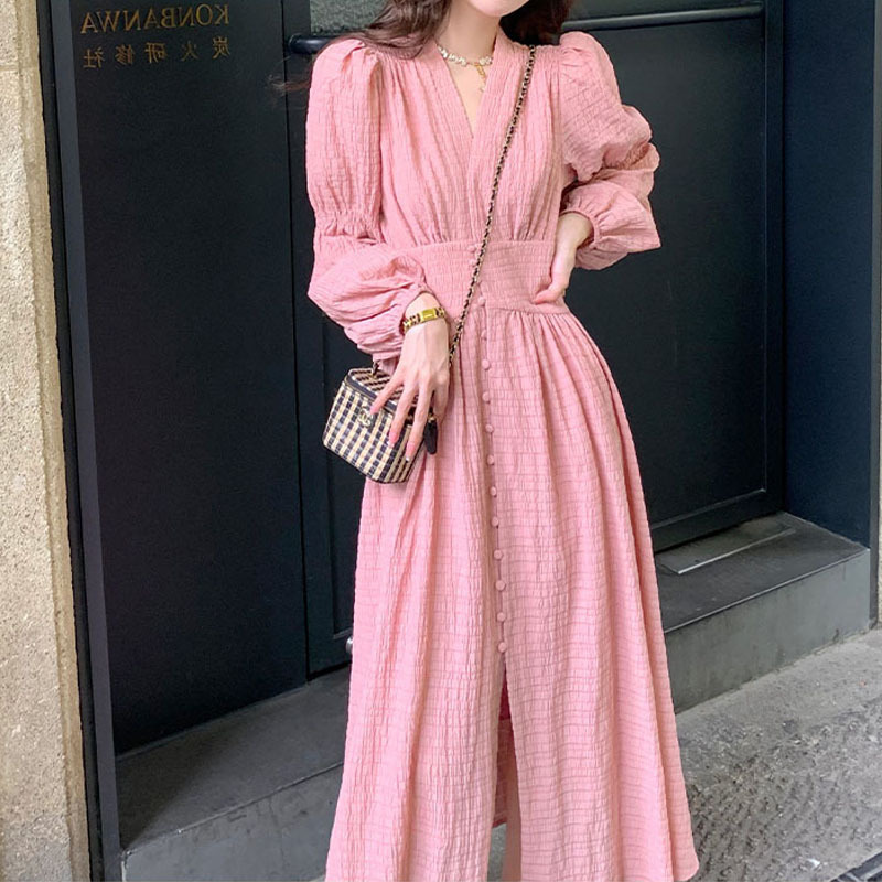 大人ワンピース ロング ふんわり袖 大人華やぎワンピース