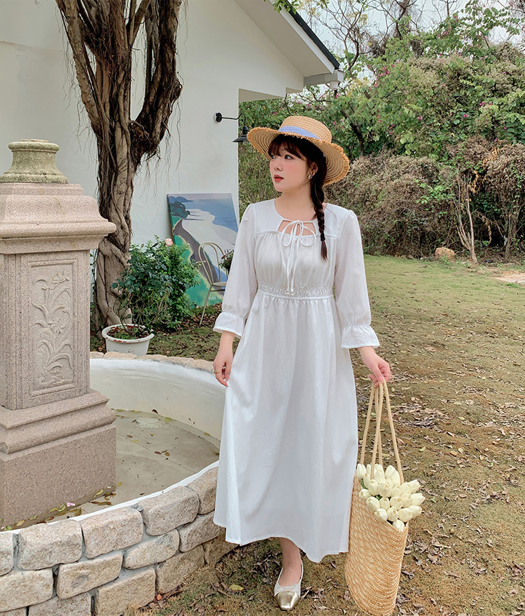 大人ワンピース ロング 優美シルエット 七分袖リボンワンピース