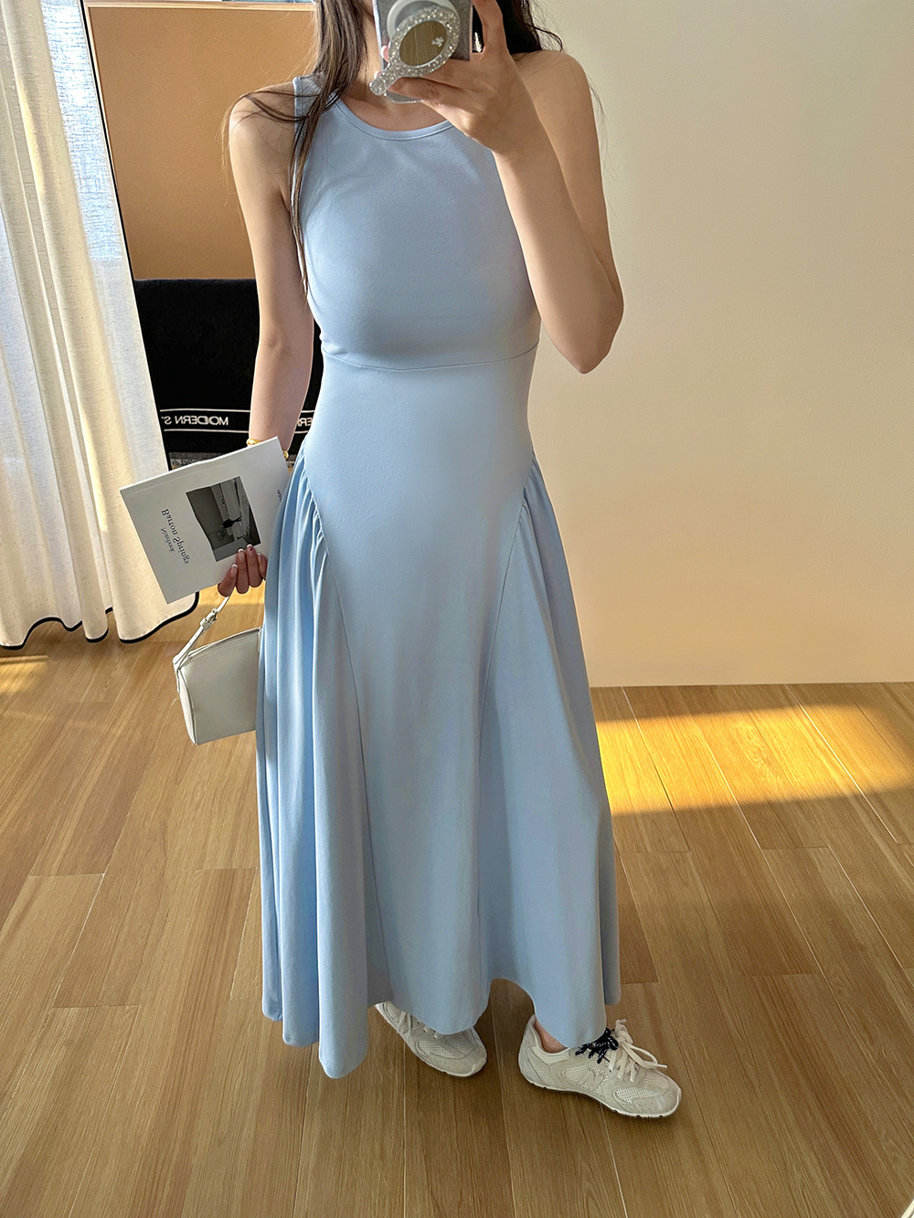 大人ワンピース ロング ノースリーブワンピース