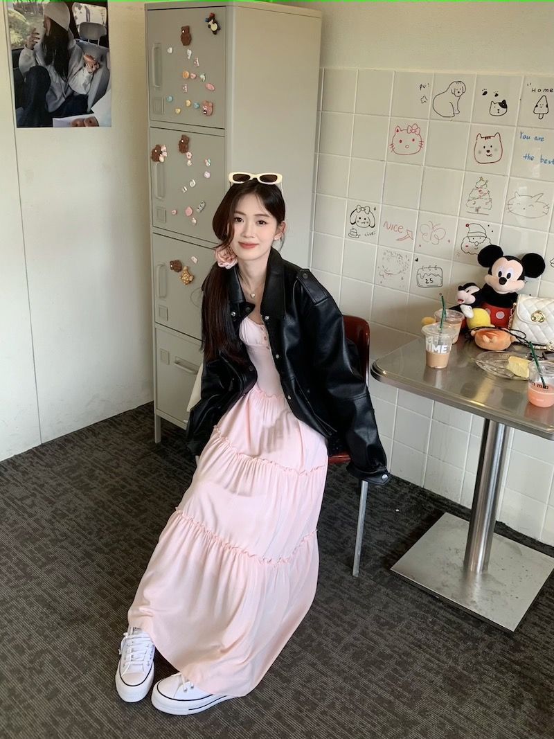 大人ワンピース ロング フリル切替ティアードマキシワンピース