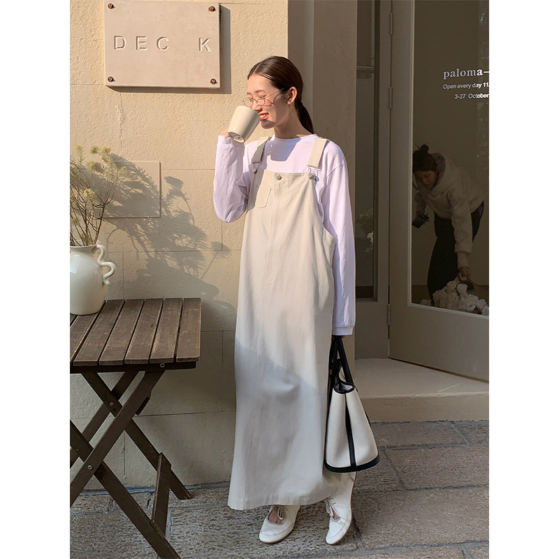 大人ワンピース ロング サロペットスタイル マキシワンピース