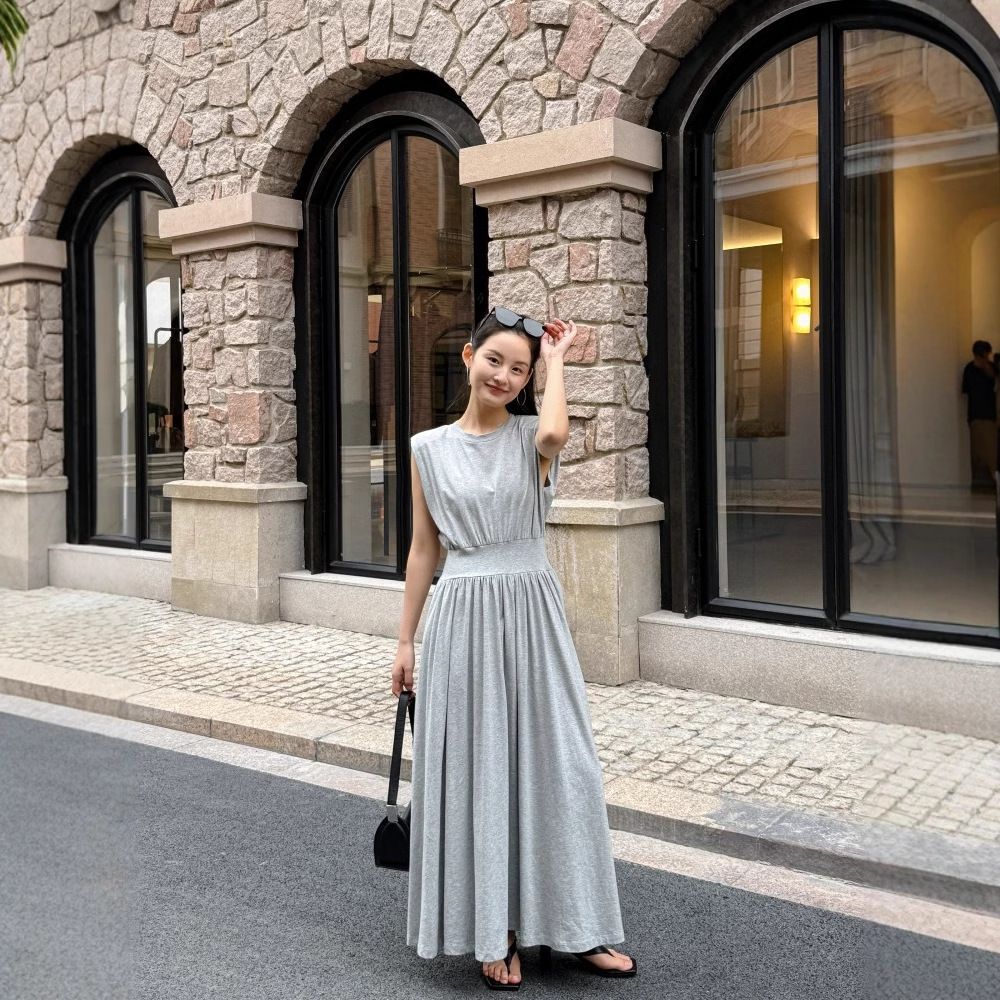 大人ワンピース ロング 上品フレアシルエットロングワンピース