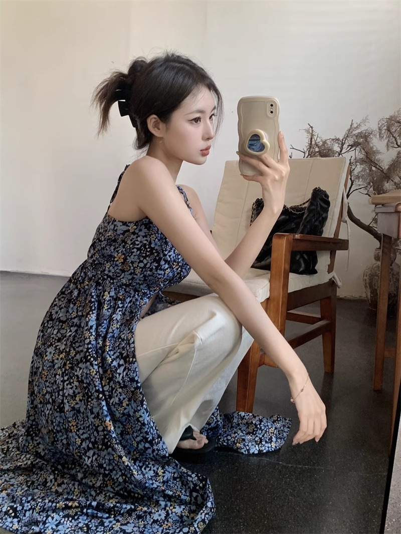 大人ワンピース マキシ 優雅な花柄キャミソールワンピース