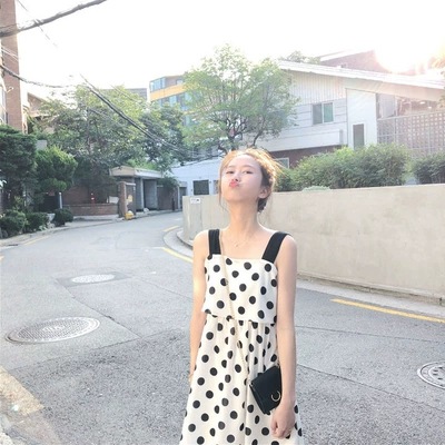 大人ワンピース ミニ みずたま柄フレアキャミワンピース