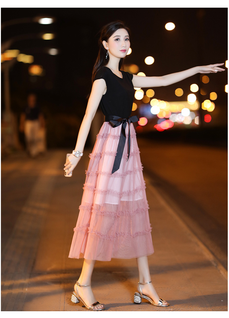 大人ワンピース ロング シアーティアードロングワンピース