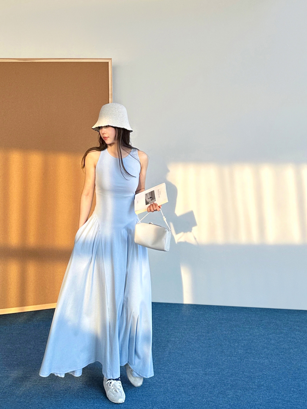 大人ワンピース ロング ノースリーブワンピース
