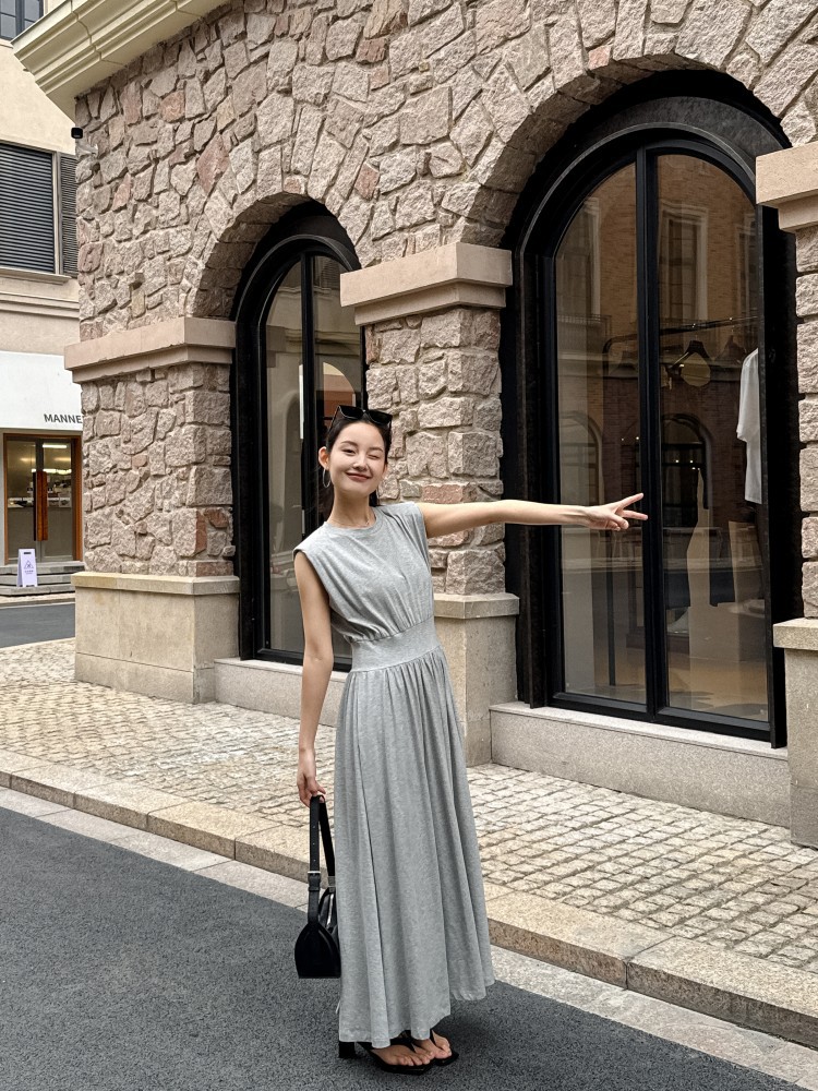大人ワンピース ロング 上品フレアシルエットロングワンピース