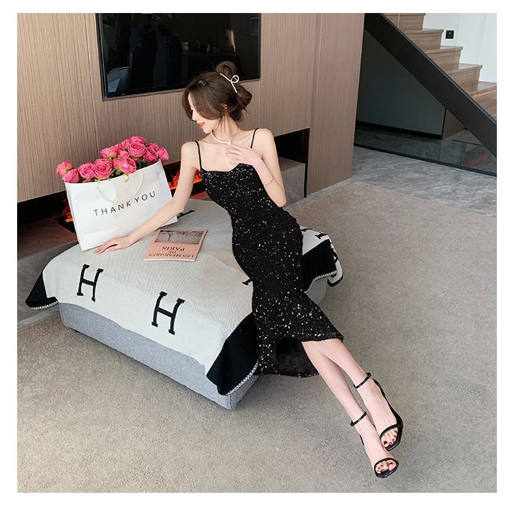 大人ワンピース ロング キラめきスパンコール大人ロングキャミワンピース