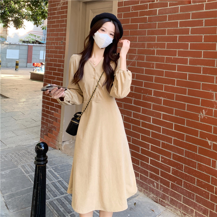 大人ワンピース きれいめ長袖ワンピース黒ベージュ大人シルエット