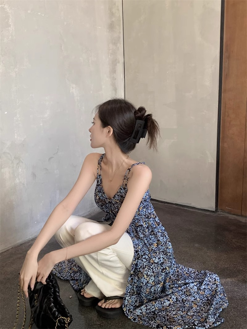 大人ワンピース マキシ 優雅な花柄キャミソールワンピース