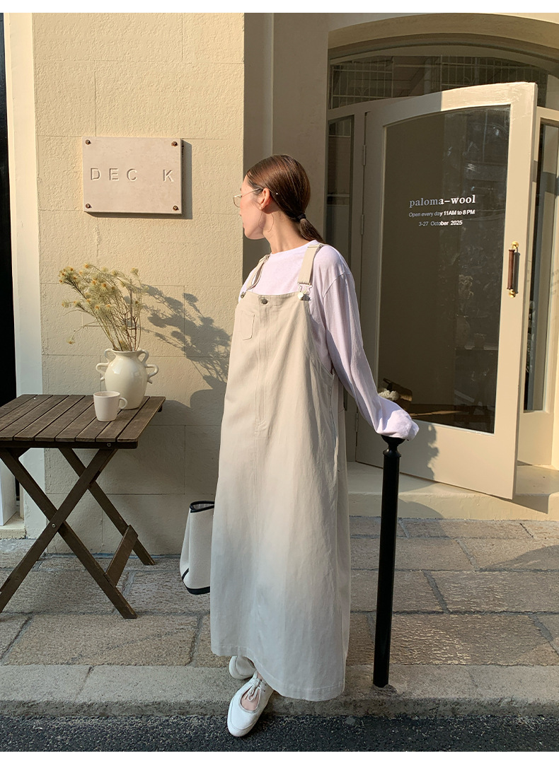 大人ワンピース ロング サロペットスタイル マキシワンピース