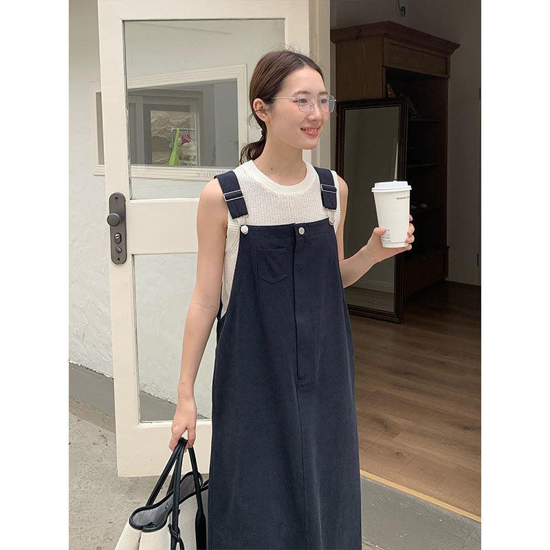 大人ワンピース ロング サロペットスタイル マキシワンピース