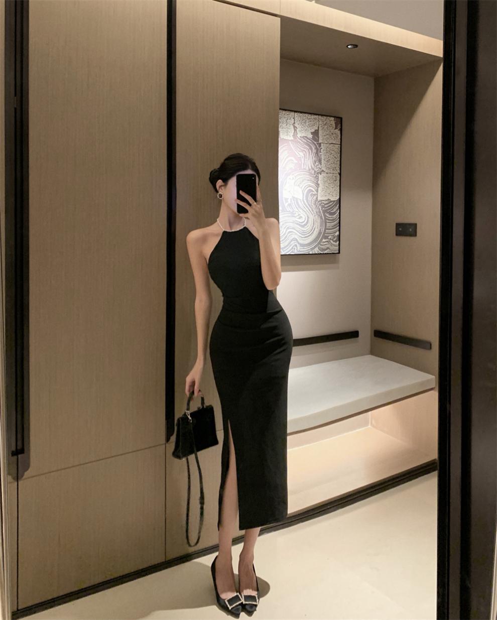 大人ワンピース ロング 上品ホルターネックロングワンピース