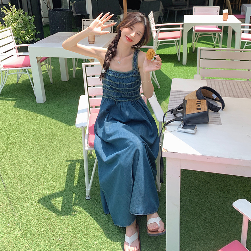 大人ワンピース ロング デニムマキシワンピース