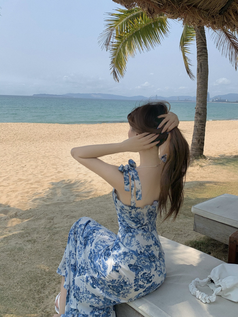 大人ワンピース ロング 優美な花柄レトロキャミソールワンピース