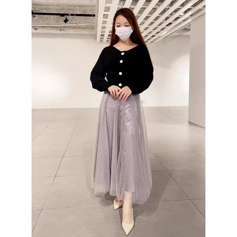 大人ワンピース ロング チュール切替大人ニットワンピース