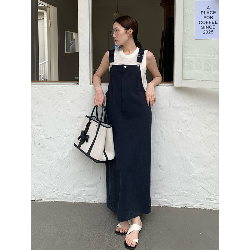 大人ワンピース ロング サロペットスタイル マキシワンピース
