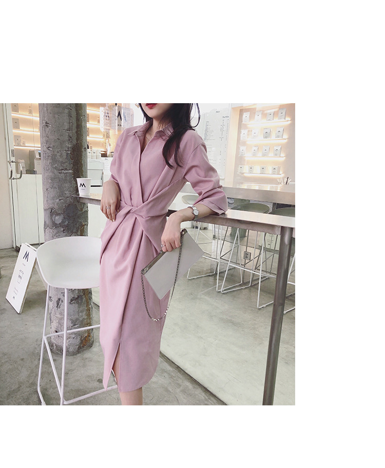 大人ワンピース ロング シャツ風ラップワンピース
