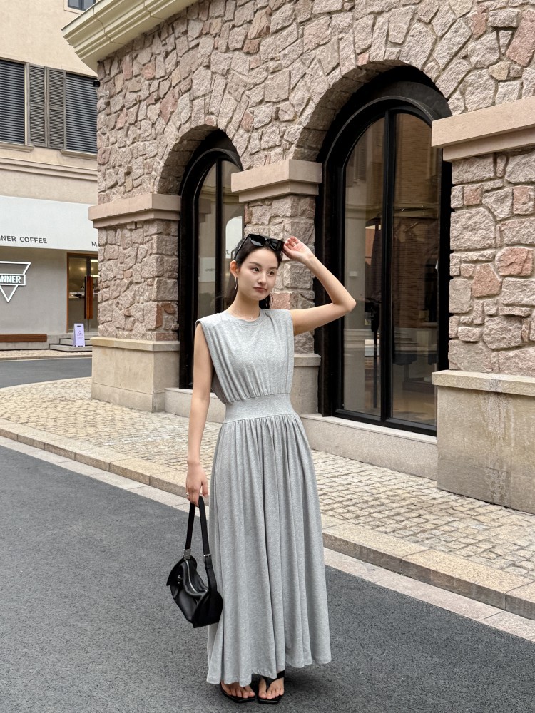 大人ワンピース ロング 上品フレアシルエットロングワンピース