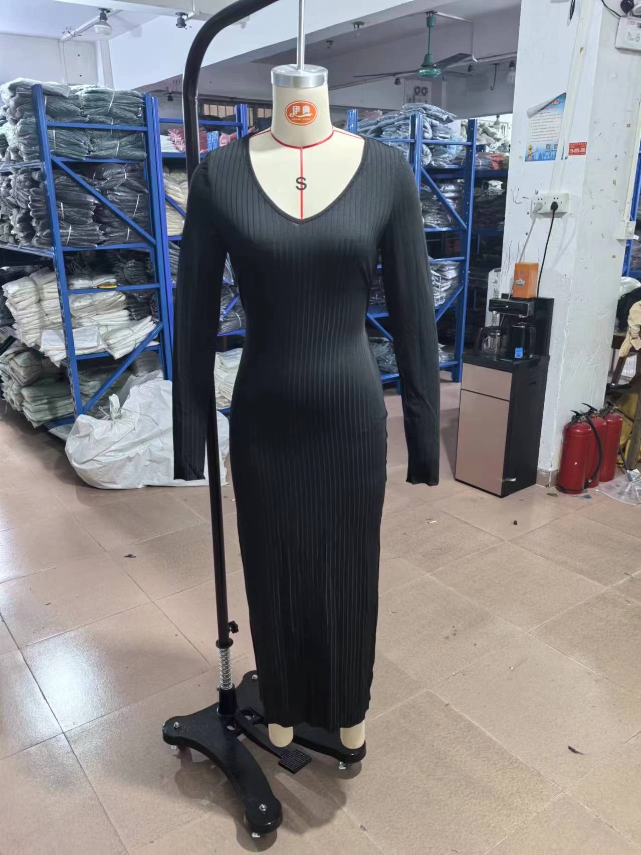 大人ワンピース ロング リブ編みフィット美シルエットワンピース