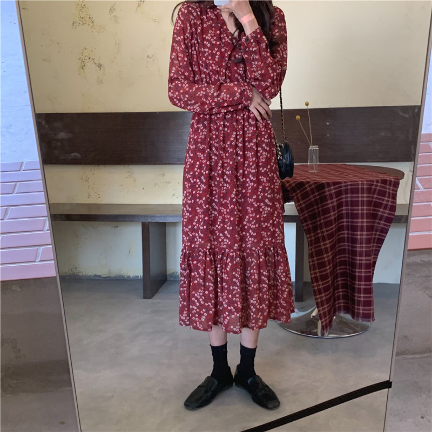 大人ワンピース ロング 花柄シフォンティアードロングワンピース