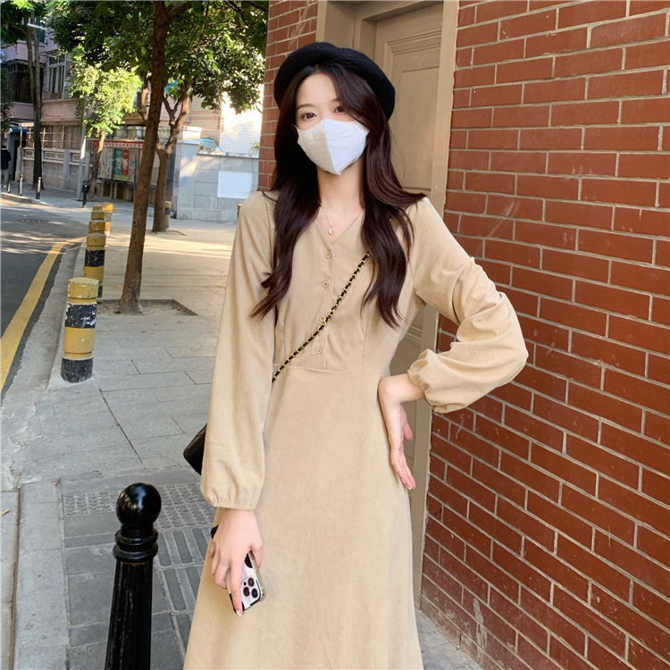 大人ワンピース きれいめ長袖ワンピース黒ベージュ大人シルエット