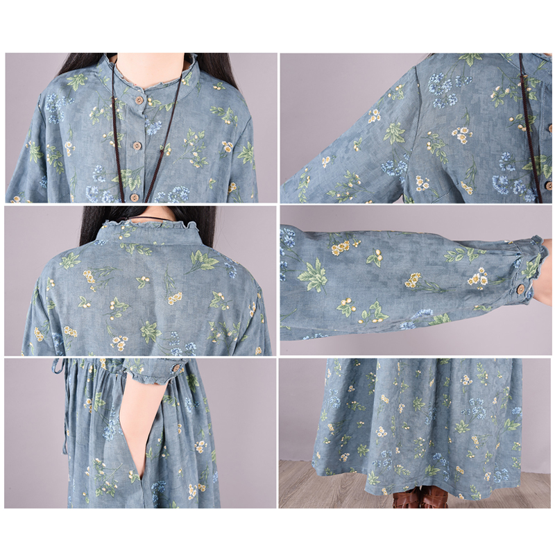 大人ワンピース 小花柄ニットワンピース長袖上品きれいめロング丈