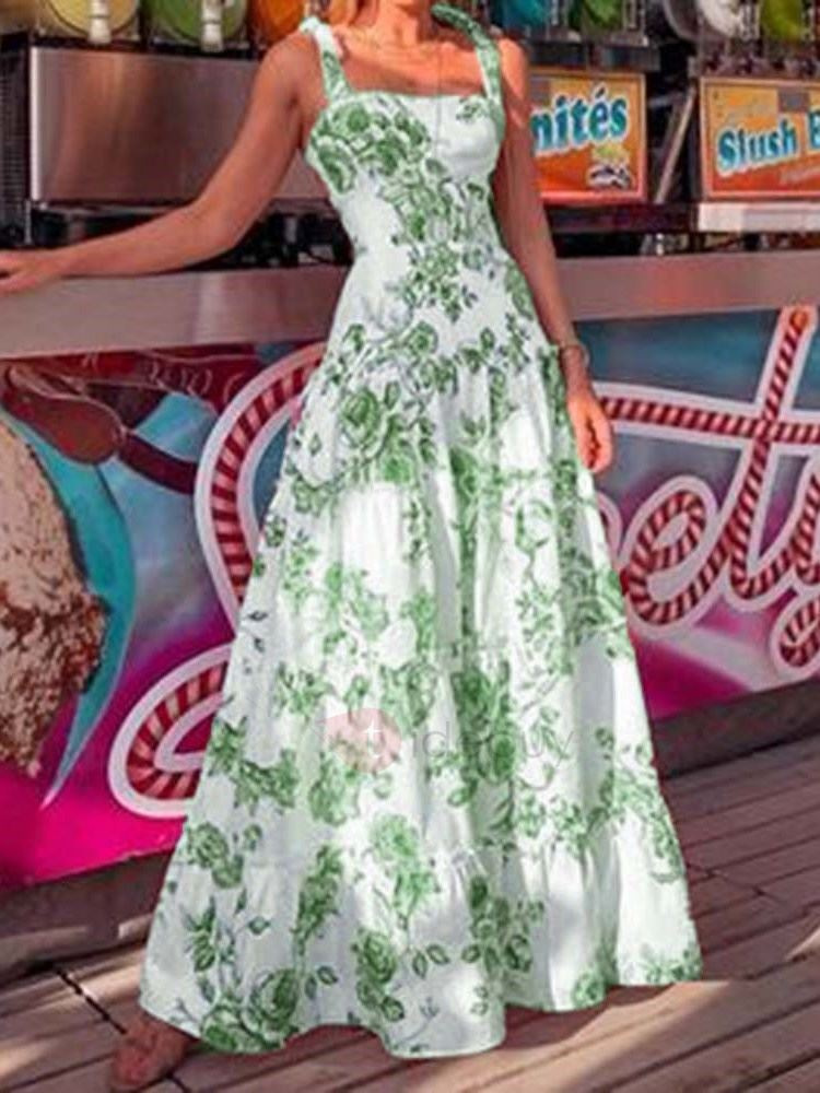 大人ワンピース マキシ 華麗な花柄ティアードマキシワンピース
