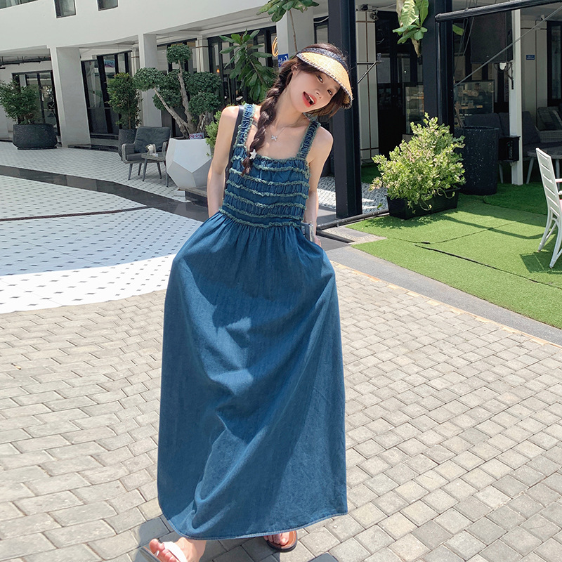 大人ワンピース ロング デニムマキシワンピース