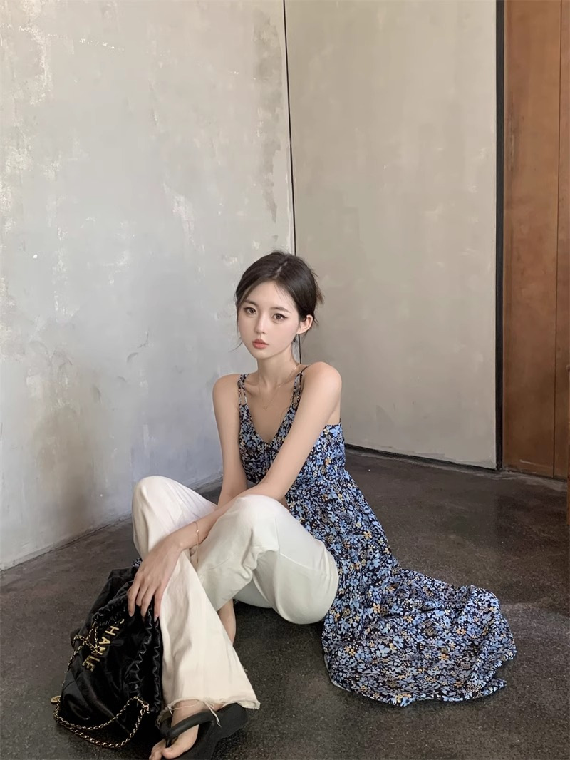 大人ワンピース マキシ 優雅な花柄キャミソールワンピース