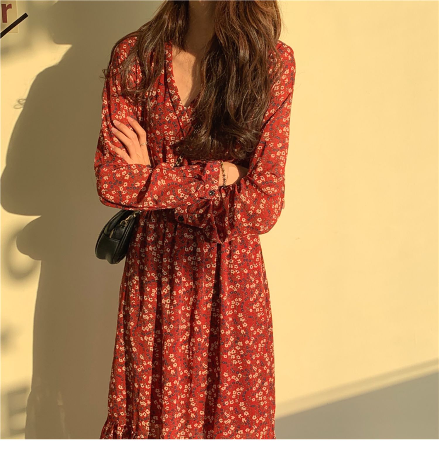 大人ワンピース ロング 花柄シフォンティアードロングワンピース