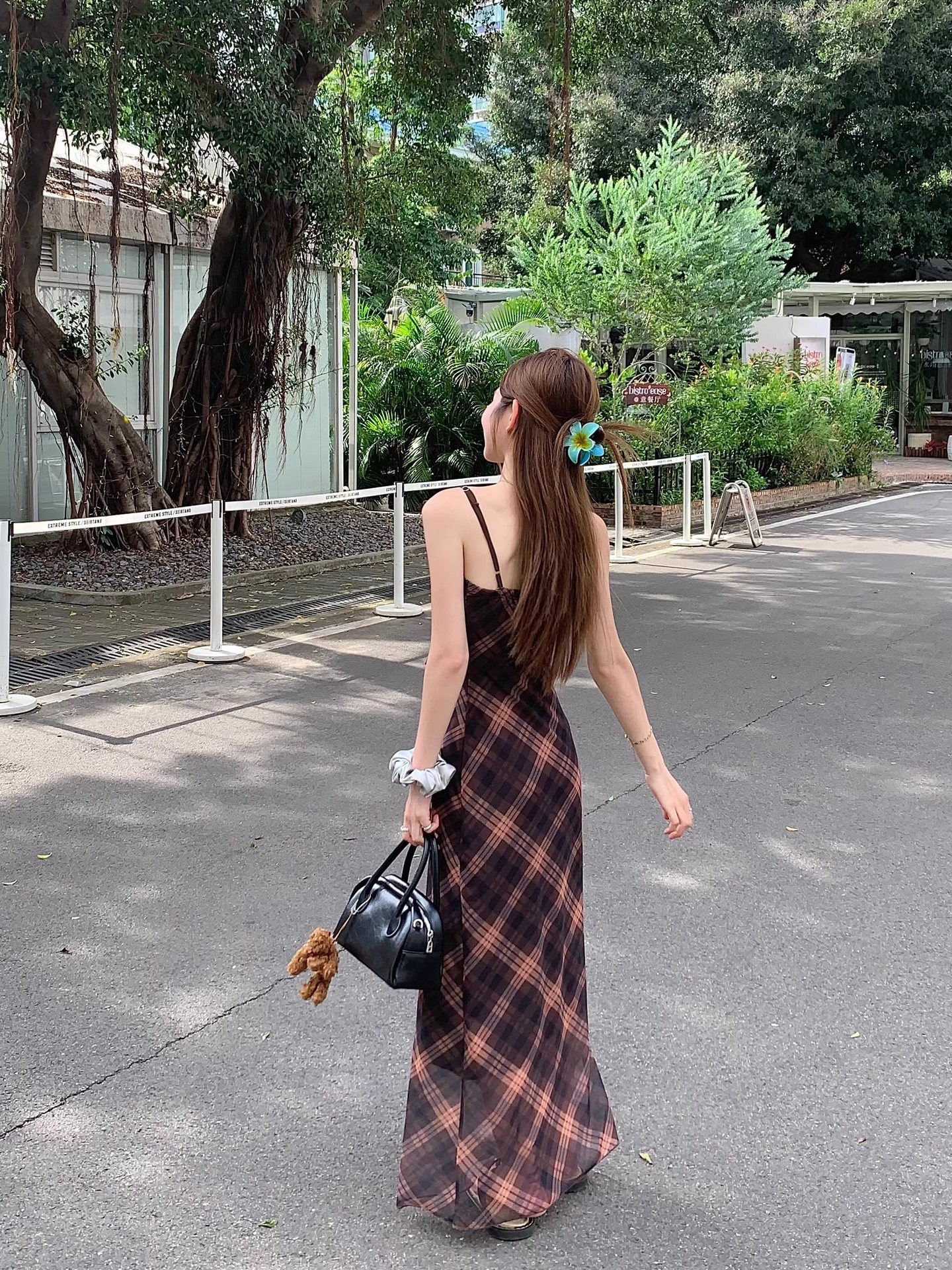 大人ワンピース ロング 格子柄キャミソールロングワンピース