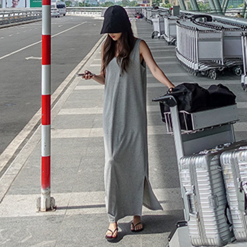 大人ワンピース ロング 楽ちんスリムシルエットワンピース