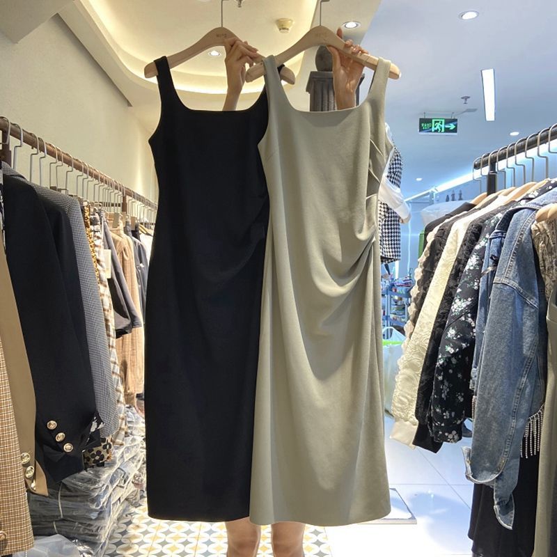 大人ワンピース ロング シンプル美シルエットキャミソールワンピース