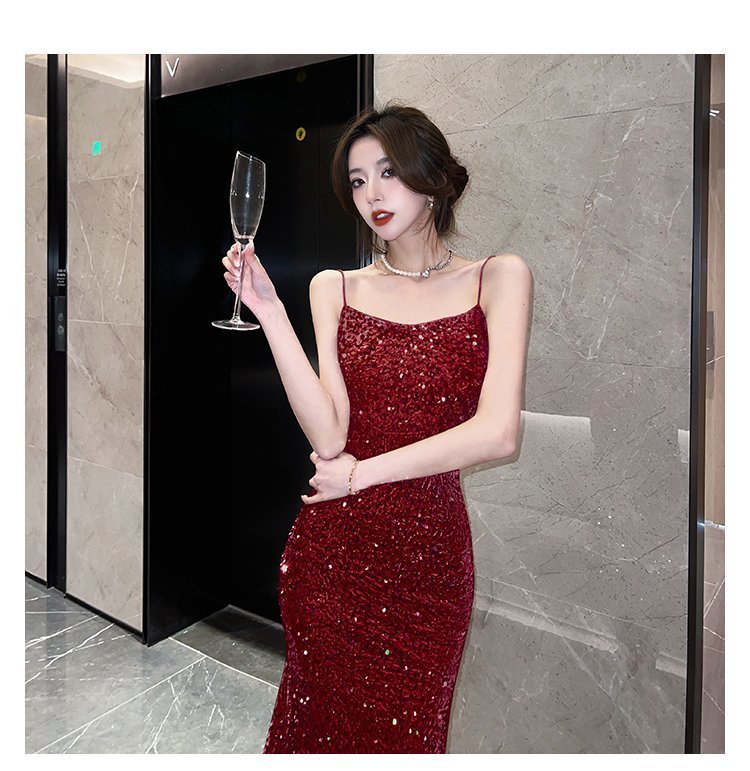 大人ワンピース ロング キラめきスパンコール大人ロングキャミワンピース