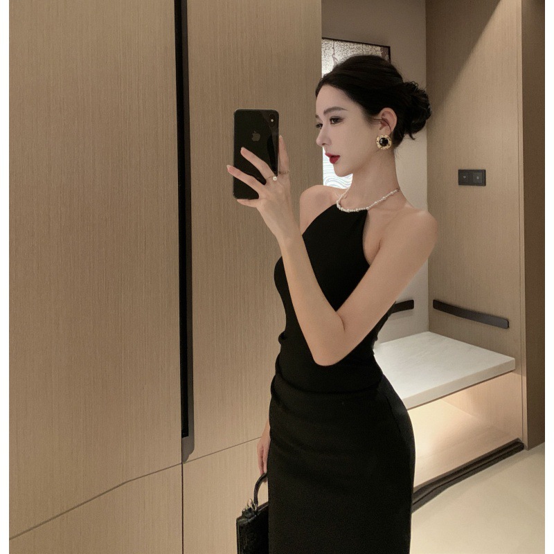 大人ワンピース ロング 上品ホルターネックロングワンピース