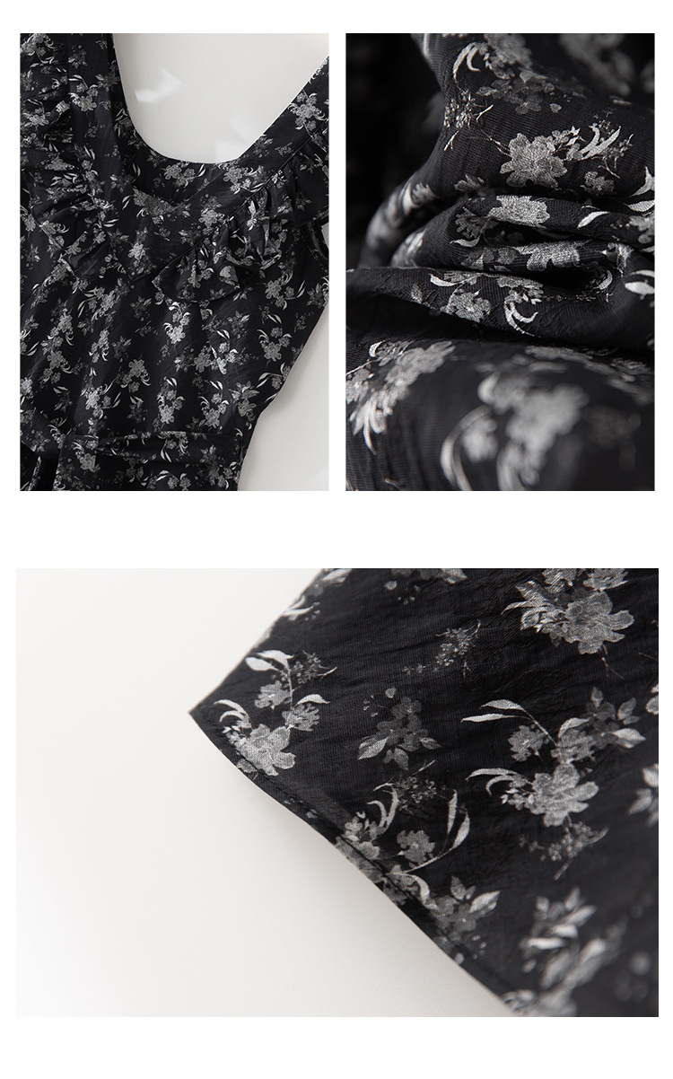 大人ワンピース ロング 花柄シャーリングワンピース