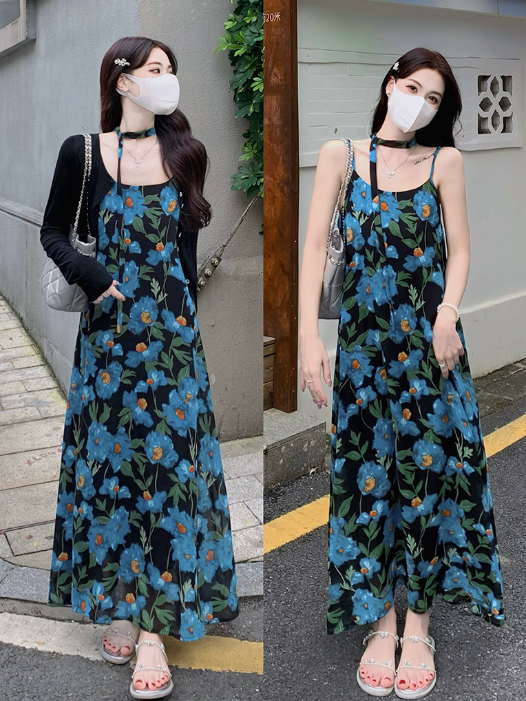 大人ワンピース マキシ 花柄キャミソールマキシ丈ワンピース