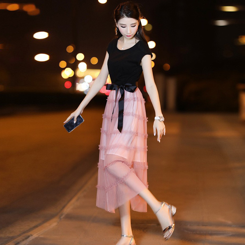大人ワンピース ロング シアーティアードロングワンピース