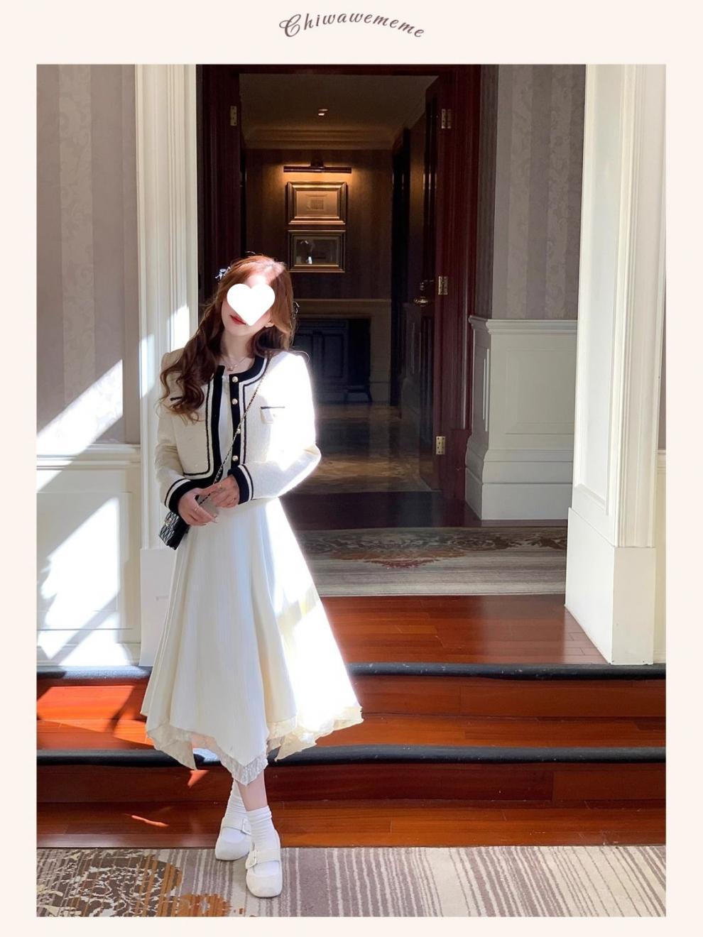 大人ワンピース ロング 優雅なプリーツニットワンピース
