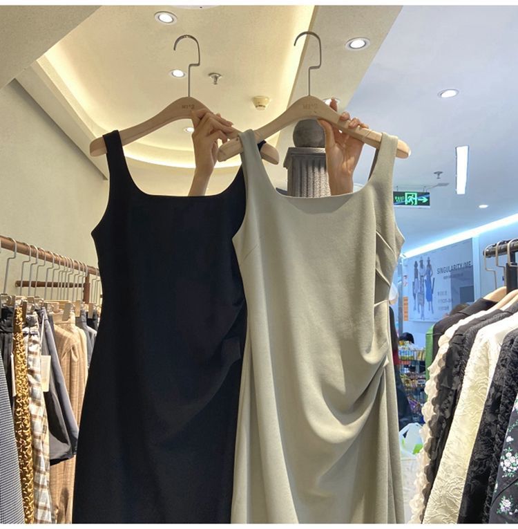 大人ワンピース ロング シンプル美シルエットキャミソールワンピース