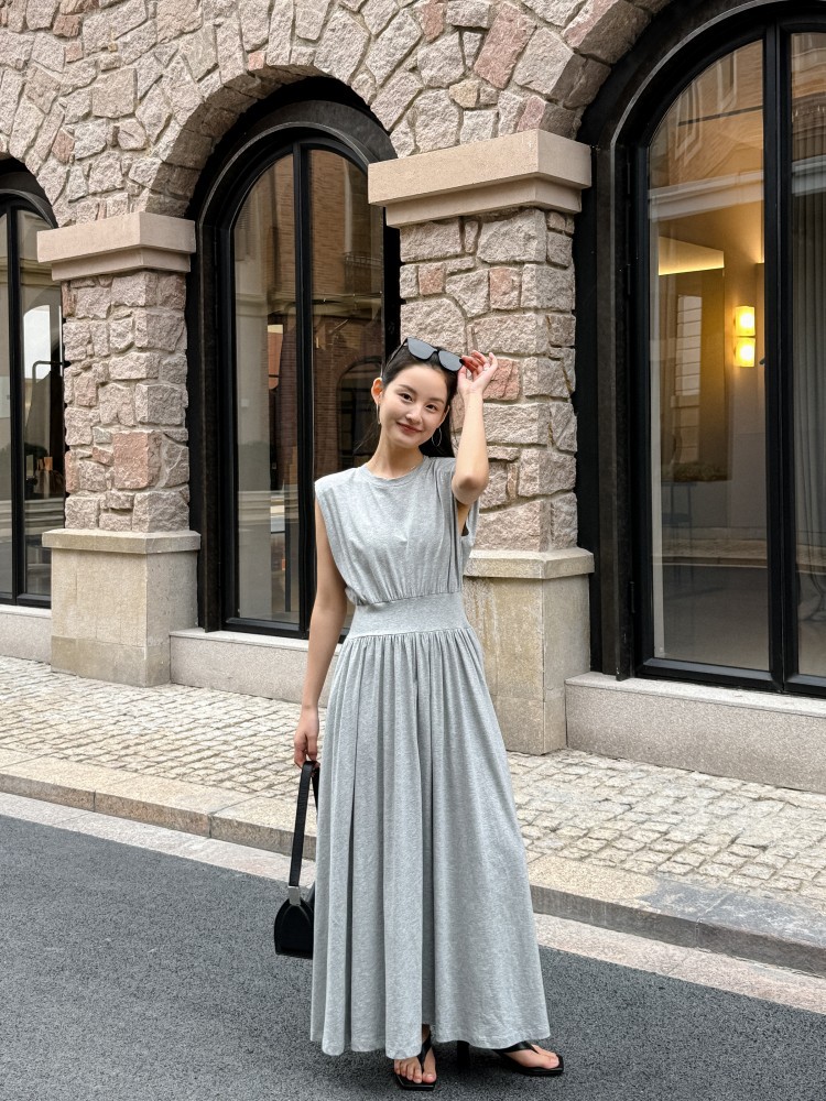 大人ワンピース ロング 上品フレアシルエットロングワンピース