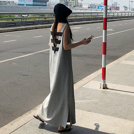 大人ワンピース ロング 楽ちんスリムシルエットワンピース