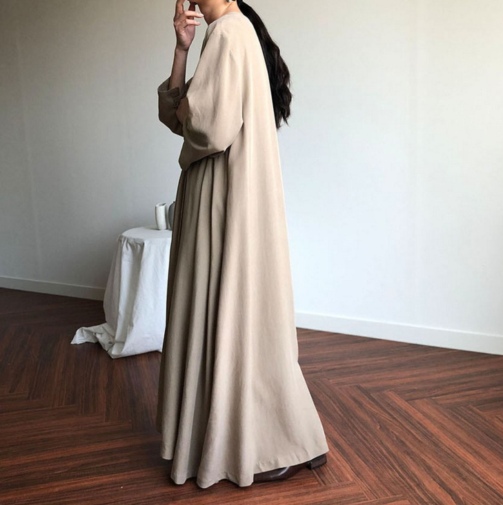 大人ワンピース ロング 上品フェミニン ウエストリボン ワンピース