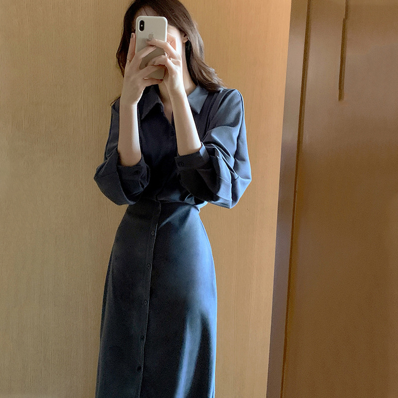 大人ワンピース ロング 上品シルエットシャツワンピース