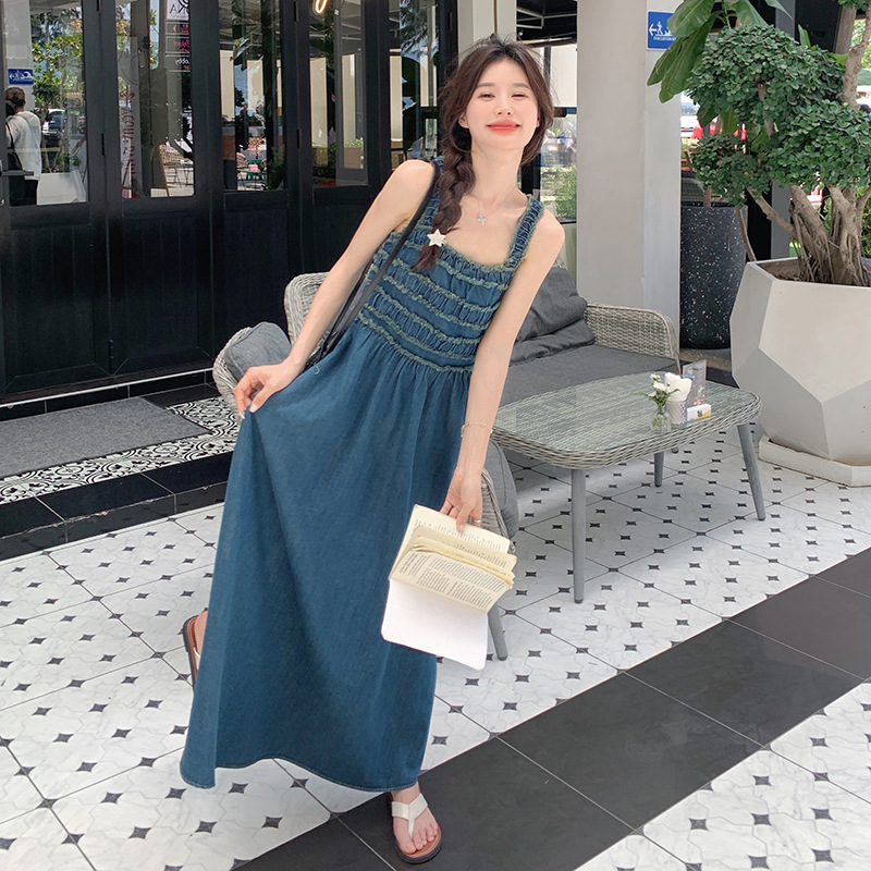 大人ワンピース ロング デニムマキシワンピース
