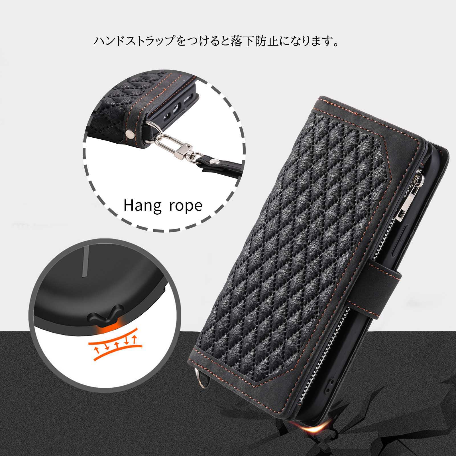 手帳型スマホケース 本革調カード財布機能付き