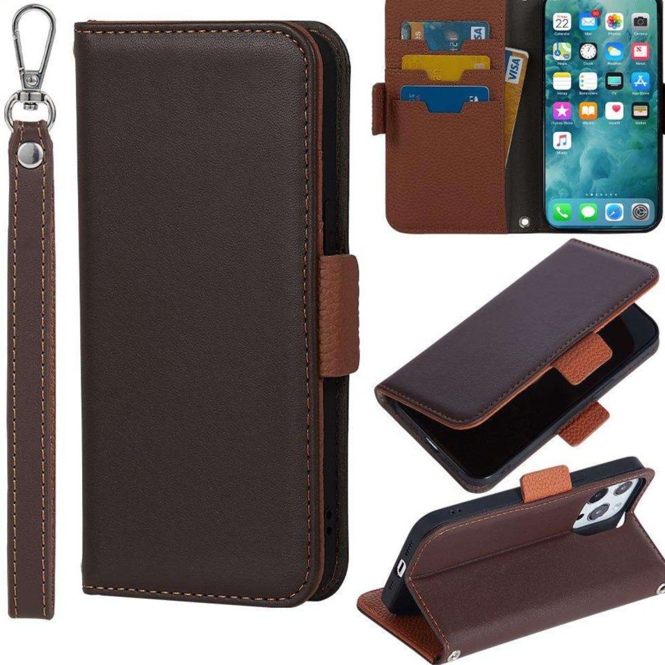 手帳型スマホケース 高級レザー調 iphone手帳型ケース 着脱式ストラップ付き