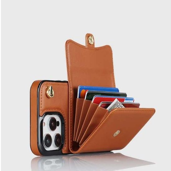 手帳型スマホケース 多機能レザーウォレット付きiphoneケース